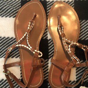 Ralph Lauren brown and‎ white twist leather slingback flats size 8M